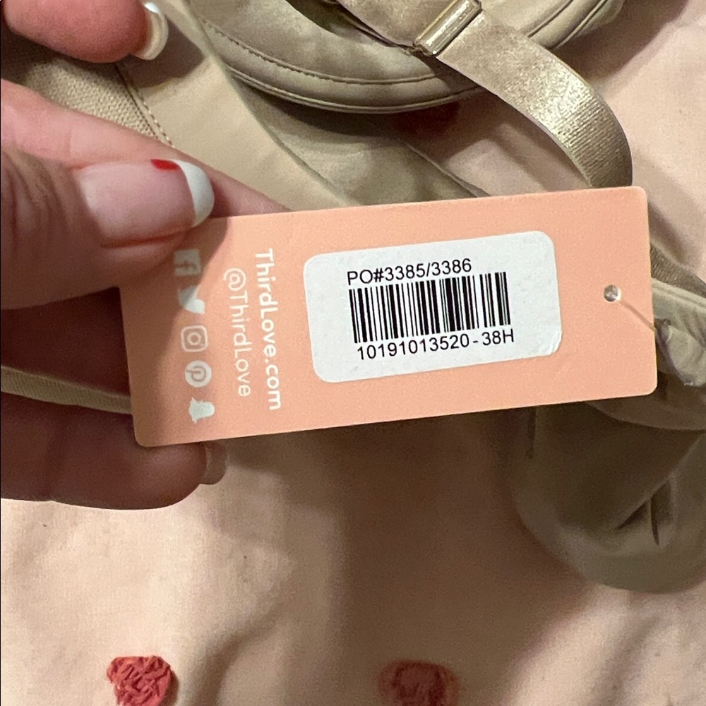 ThirdLove NWT 24/7 Classic Uplift Plunge Bra Beige Nude 38H Supportive - Picture 5 of 5